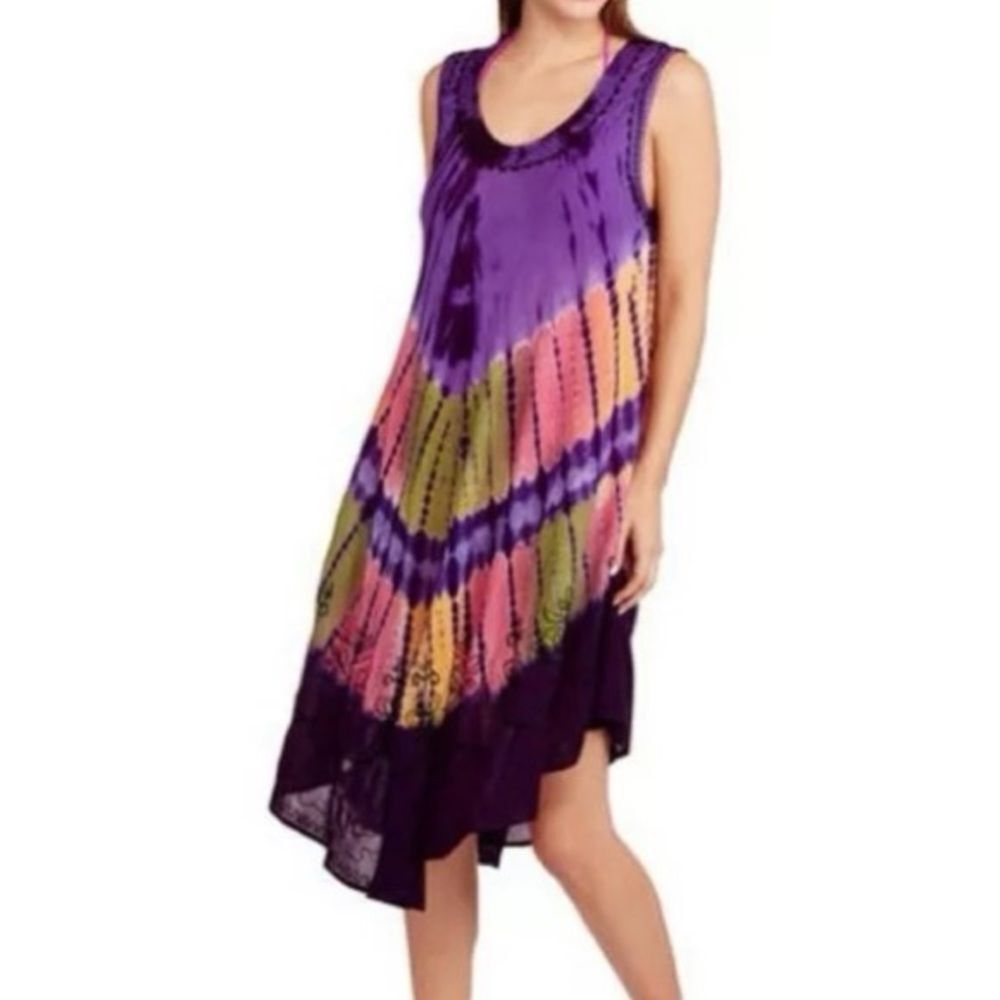 NWT Sleeveless Tie-Dye Flowy Midi Dress OSFM